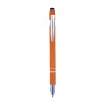 Bolígrafo de aluminio con acabado de caucho en color Alu Even color naranja primera vista
