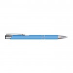 Bolígrafo de metal cubierto de caucho color azul claro segunda vista