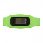 Podómetro de silicona con contador de pasos, calorías y distancia color verde claro quinta vista