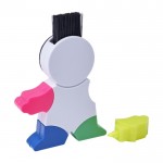 Marcador en forma de muñeco con 4 colores fluorescentes con limpiador color blanco segunda vista