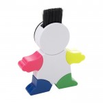 Marcador en forma de muñeco con 4 colores fluorescentes con limpiador color blanco tercera vista