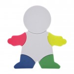Marcador en forma de muñeco con 4 colores fluorescentes con limpiador color blanco quinta vista