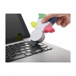 Marcador en forma de muñeco con 4 colores fluorescentes con limpiador color blanco sexta vista