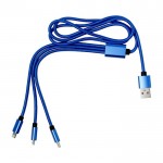 Set de cables de carga con múltiples conectores y longitud de 95cm color azul ultramarino primera vista