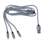 Set de cables de carga con múltiples conectores y longitud de 95cm color plateado segunda vista