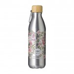 Botella de aluminio mediana con tapón de bambú y mosquetón 500ml color plateado séptima vista