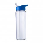 Botella deportiva de plástico reciclado con pajita plegable 750ml color azul primera vista