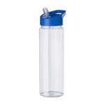 Botella deportiva de plástico reciclado con pajita plegable 750ml color azul segunda vista