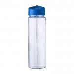 Botella deportiva de plástico reciclado con pajita plegable 750ml color azul cuarta vista