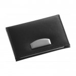 Tarjetero de piel regenerada negro para tarjetas de visita y crédito color negro primera vista