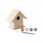 Casa de pájaros de madera para pintar color marrón octava vista