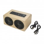 Altavoz de madera inalámbrico con dos altavoces color marrón segunda vista