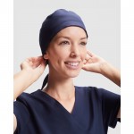 Gorro sanitario de poliéster con cintas ajustables 150 g/m2 color azul marino primera vista de uso