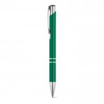 Bolígrafo de aluminio con mecanismo pulsador tinta azul color verde