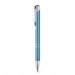 Bolígrafo de aluminio con mecanismo pulsador tinta azul color azul claro