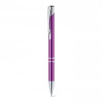 Bolígrafo de aluminio con mecanismo pulsador tinta azul color violeta segunda vista