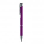 Bolígrafo de aluminio con mecanismo pulsador tinta azul color violeta