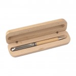 Bolígrafo de madera con estuche a juego tinta alemana Dokumental azul segunda vista