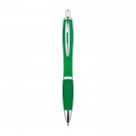 Bolígrafo de plástico reciclado con grip de goma tinta azul color verde segunda vista