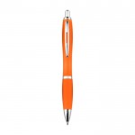 Bolígrafo de plástico reciclado con grip de goma tinta azul color naranja segunda vista