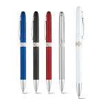 Bolígrafo giratorio de diseño redondeado color plateado mate vista productos