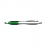 Bolígrafo plateado con antideslizante de colores tinta azul color verde primera vista