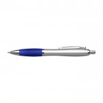 Bolígrafo plateado con antideslizante de colores tinta azul color azul primera vista