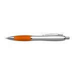 Bolígrafo plateado con antideslizante de colores tinta azul color naranja primera vista