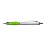 Bolígrafo plateado con antideslizante de colores tinta azul color verde claro primera vista