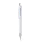 Bolígrafo barato con pulsador efecto metal color azul