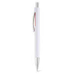 Bolígrafo barato con pulsador efecto metal color rojo