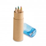 Set de 6 lápices infantiles de colores en estuche de tubo color azul