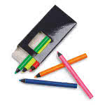 Caja de 6 lápices de colores con logo color negro segunda vista