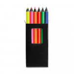Caja de 6 lápices de colores con logo color negro