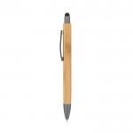Bolígrafo de bambú y clip de metal con puntero táctil tinta negra color titanio