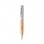Bolígrafo de bambú elegante con acabado mate tinta negra color natural imagen con logo 3