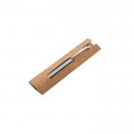 Bolígrafo giratorio de acero inoxidable reciclado tinta negra color plateado mate en caja