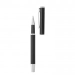 Set de bolígrafo y roller de aluminio reciclado tinta azul y negra color negro tercera vista