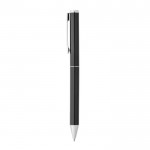 Set de bolígrafo y roller de aluminio reciclado tinta azul y negra color negro cuarta vista
