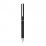 Set de bolígrafo y roller de aluminio reciclado tinta azul y negra color negro quinta vista