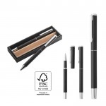 Set de bolígrafo y roller de aluminio reciclado tinta azul y negra varios colores