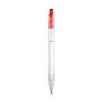 Bolígrafo transparente con botón de color color rojo primera vista