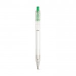 Bolígrafo transparente con botón de color color verde primera vista
