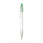 Bolígrafo transparente con botón de color color verde segunda vista