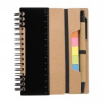 Libreta con varias notas adhesivas, regla y bolígrafo A6 hojas a rayas color negro primera vista