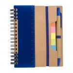 Libreta con varias notas adhesivas, regla y bolígrafo A6 hojas a rayas color azul segunda vista