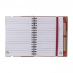 Libreta con varias notas adhesivas, regla y bolígrafo A6 hojas a rayas color rojo segunda vista