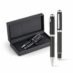 Set de bolígrafo y roller de fibra de carbono color negro vista productos