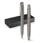 Lujoso set de bolígrafo y roller para regalar color titanio vista productos