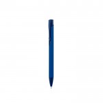 Bolígrafo de aluminio reciclado con acabado de goma tinta azul color azul primera vista